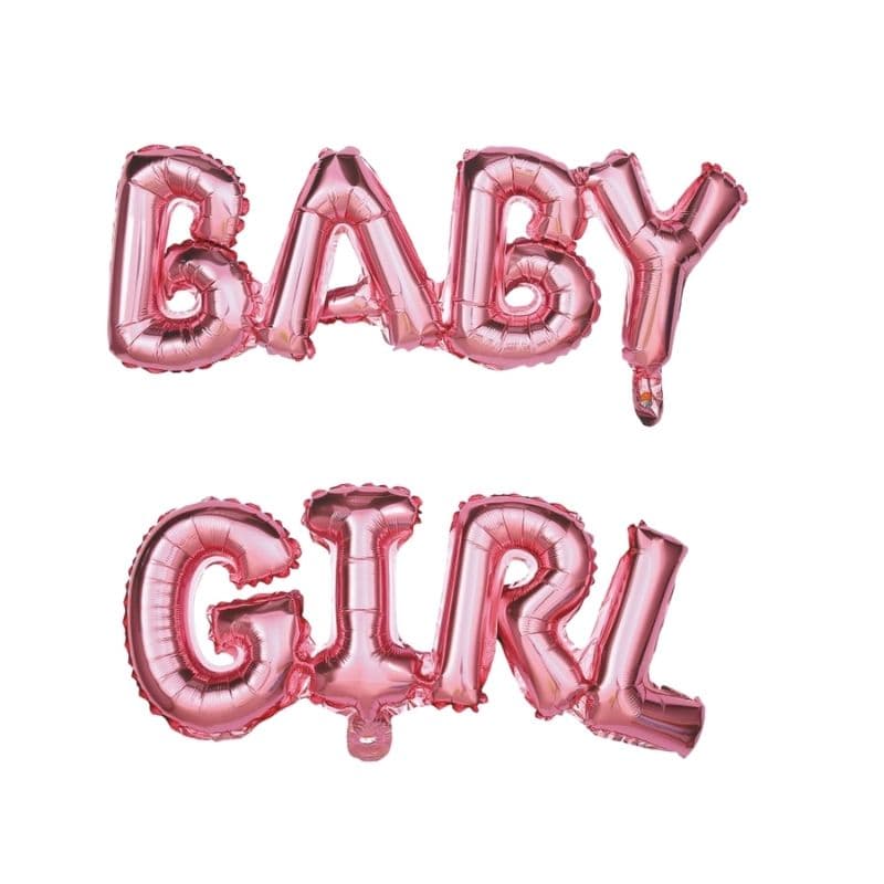 FETE EN KIT - DECORATION BABY SHOWER - BALLON MYLAR BABY GIRL ROSE OR